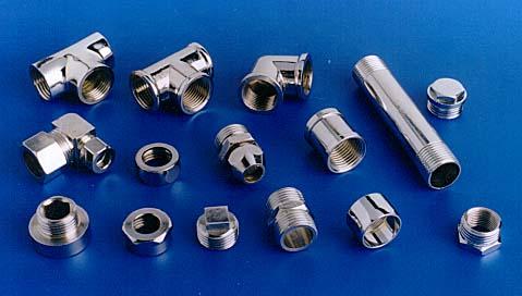 Brass Bathroom Accessory Brass Bathroom Fittings Stainless Steel Bathroom Fittings Chrome plated C.P. Brass Sanitary CP Nickel plated plumbing and bathroom Fittings .We offer Brass barrel Nipples, extension pieces extensions 3 piece connectors square Brass plugs sockets Polished Brass nipples sockets reducers tees compression fittings hex plugs hexagon bushes Hex Brass German nuts water mixer Brass nipples parts We are largest Indian manufacturer supplier exporter and producer of these Brass plumbing pipe sanitary bathroom fittings nipple and accessories . (from Jamnagar INDIA) We offer Brass moulding - Molding nuts inserts in NPT BSPT for UPVC drainage and sewerage fittings as well.